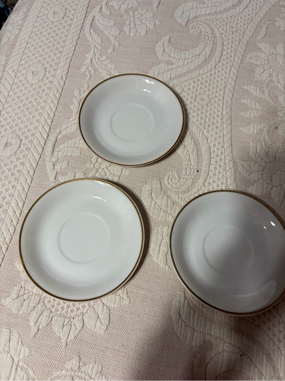 Vintage Classic White Porcelain Saucer with Gold Rim - Set of 3 Made in JapanGUC